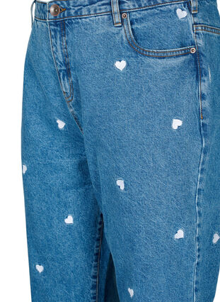 Mille mom-fit jeans med broderi, Light Blue Heart, Packshot image number 2
