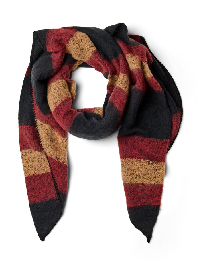 Myk skjerf med mønster og varme farger, Rød, Packshot image number 0