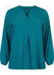 Ensfarget bluse med V-hals, Deep Teal, Packshot image number 0