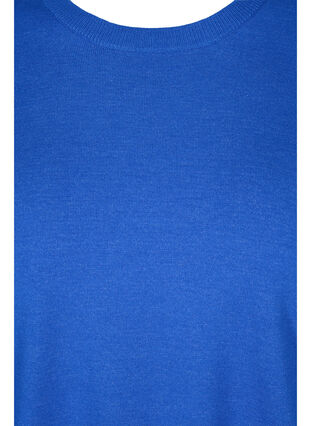 Strikkegenser med et ribbet materiale og splitt, Dazzling Blue Mel., Packshot image number 2