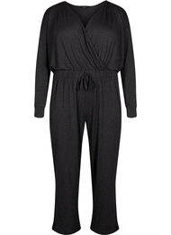 Jumpsuit med omslag og knytebånd, Dark Grey Melange