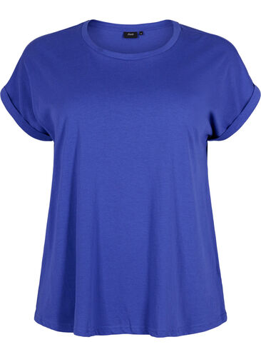 Kortermet T-skjorte i bomullsblanding, Royal Blue, Packshot image number 0