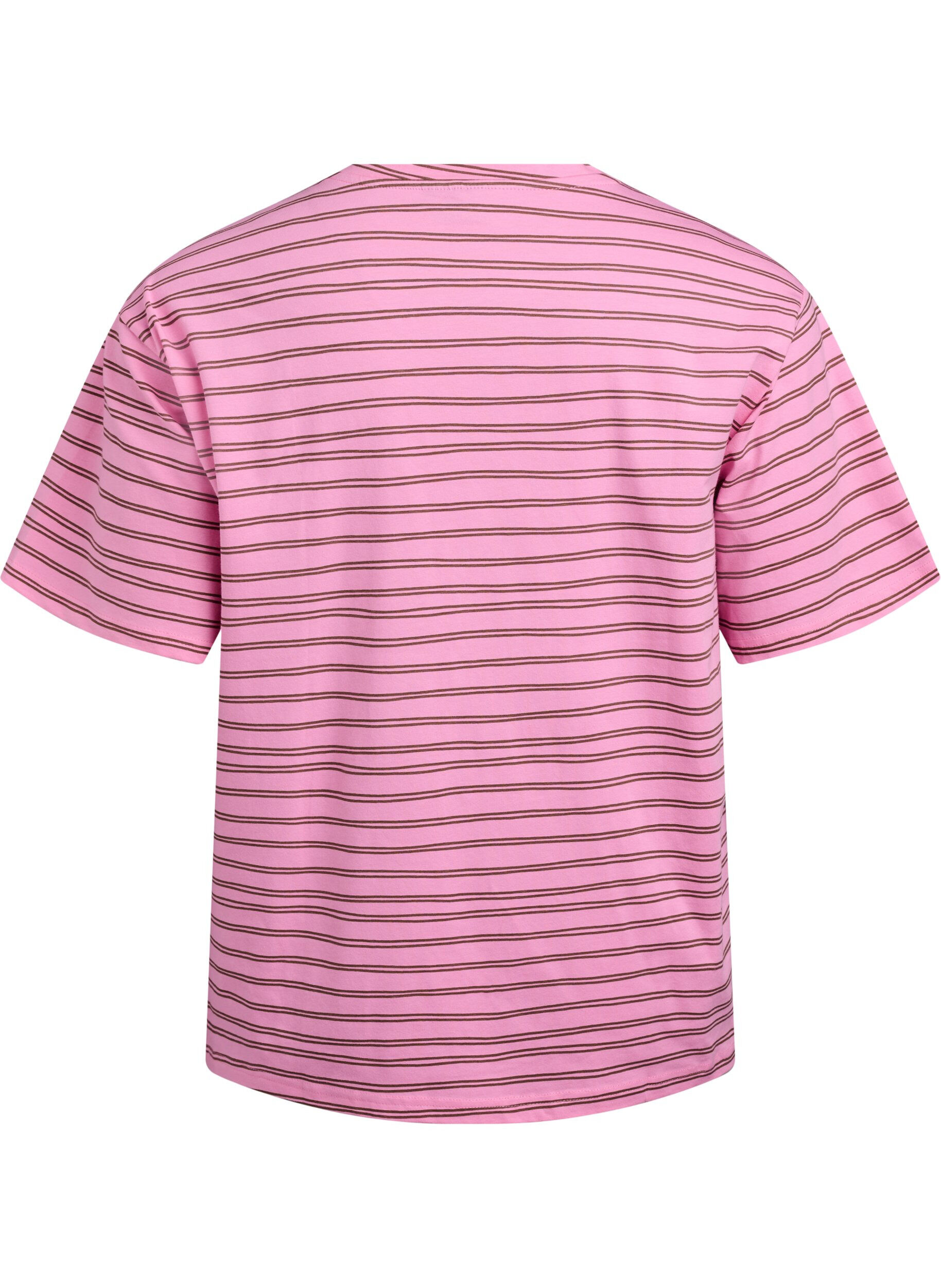 Zizzi Stripete T-skjorte, Rosa, Packshot image number 1