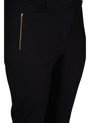 Tettsittende bukser med lommer og glidelås, Black, Packshot image number 2
