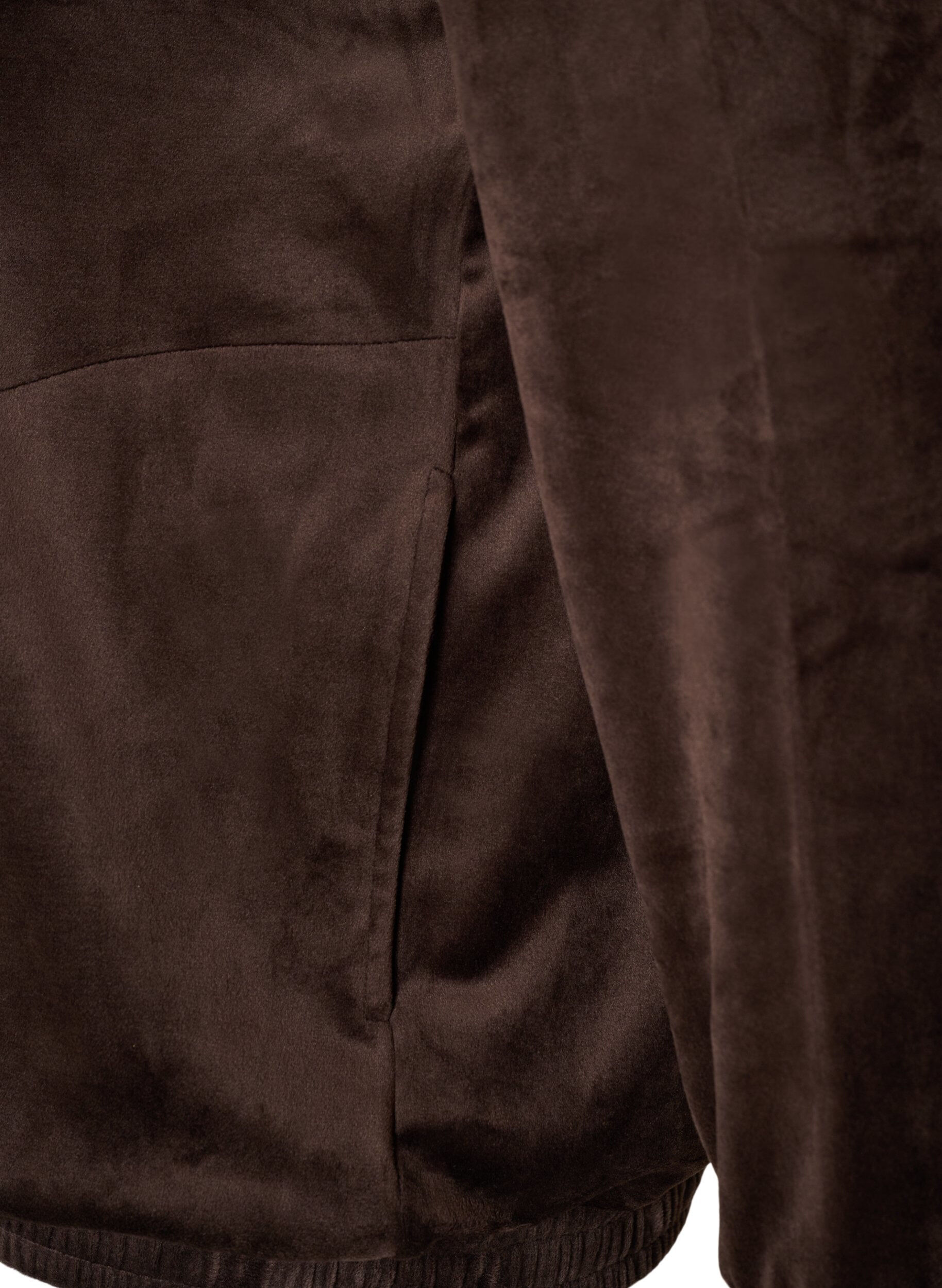 ZizziMyk velourcardigan med glidel&aring;s og h&oslash;y krage, Brun, Packshot image number 3