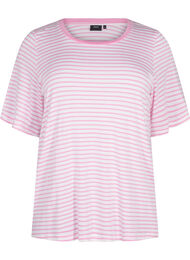 Stripete T-skjorte i lyocell med rund hals, B White Rosebloom St