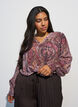 Tunikakjole med paisleytrykk og smockede mansjetter, Rosa, Model image number 0