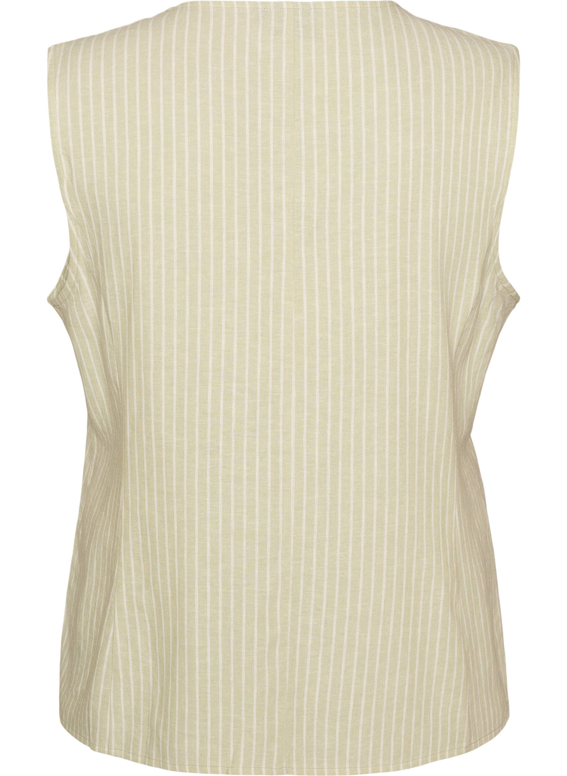 ZizziStripet vest i lin og viskose, Gr&oslash;nn, Packshot image number 1
