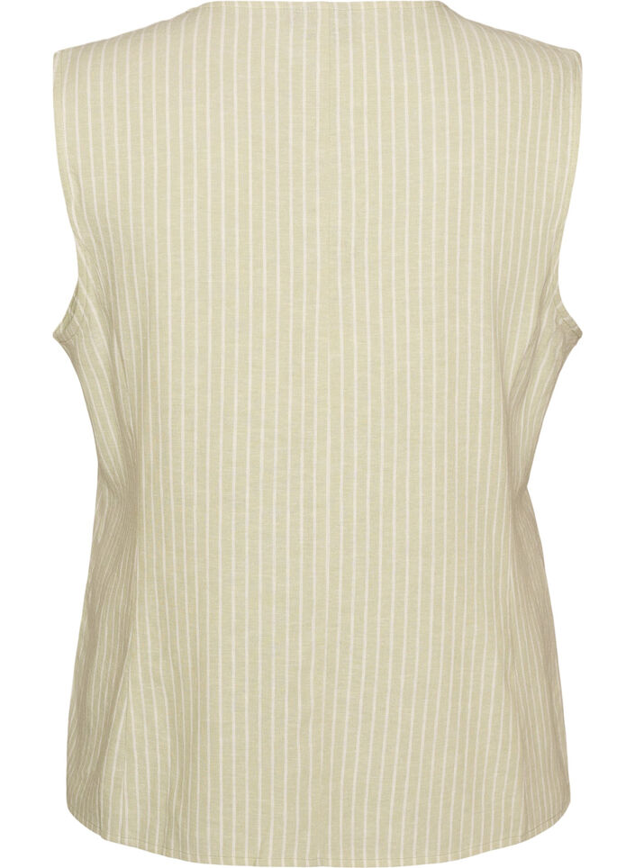 Stripet vest i lin og viskose, Gr&oslash;nn, Packshot image number 1