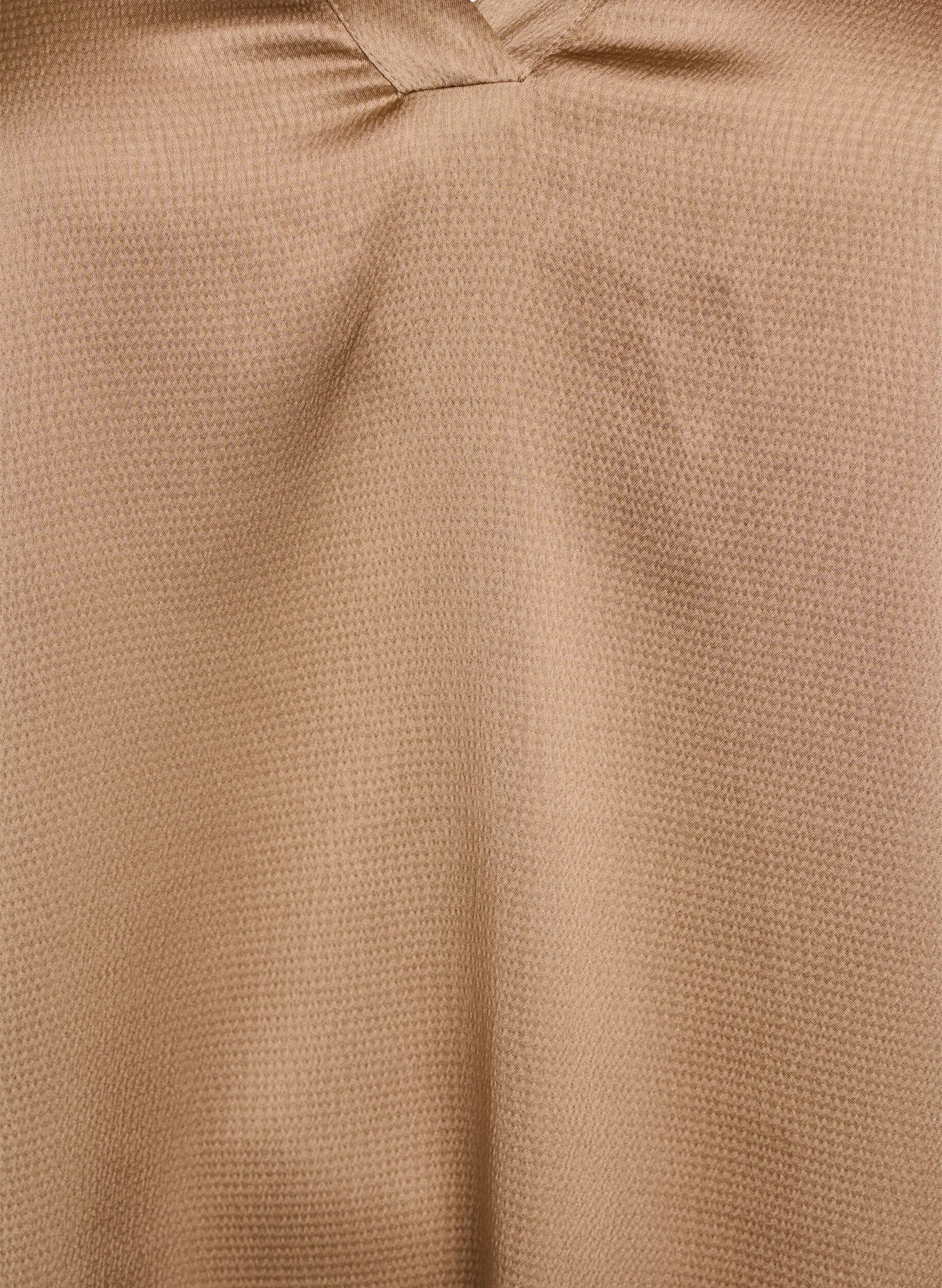 ZizziBluse med satenglook, 1/2-ermer og volangkrage, Brun, Packshot image number 2