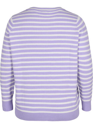 Stripete strikkegenser i ribb, Lavender Comb., Packshot image number 1