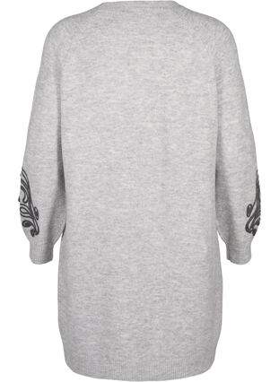 Zizzi Strikket kjole med dekor, Light Grey Melange, Packshot image number 1