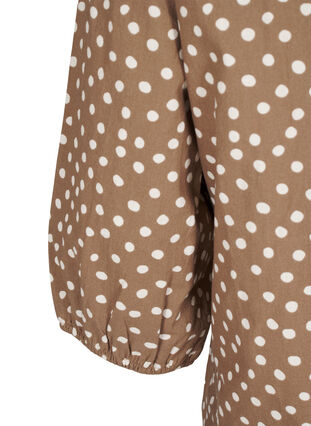 Zizzi 3/4-ermet bomullsbluse med trykk, Coca Mocha Dot , Packshot image number 3