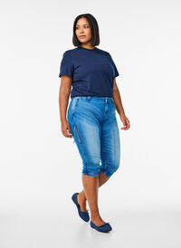 Slim-fit capri-jeans med lommer, Blå Slim-fit capri-jeans med lommer, Blå, Model