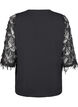 Festbluse med paljettfrynser og 3/4-ermer., Black, Packshot image number 1