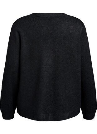 Zizzi Strikkekardigan med perleknapper, Black, Packshot image number 1