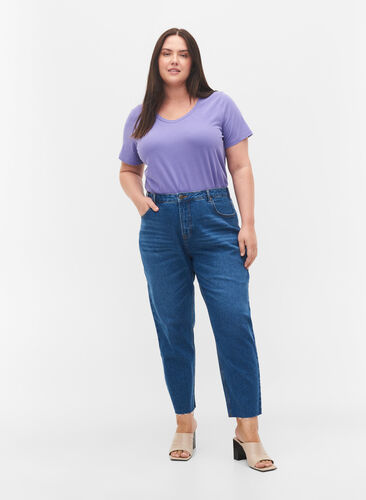 Cropped Mille mom fit jeans, Blue Denim 5, Model image number 0