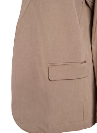 Zizzi Åpen blazer med lommer, Brun, Packshot image number 2