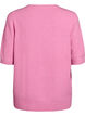 Strikket bluse med korte ermer, Rosa, Packshot image number 1