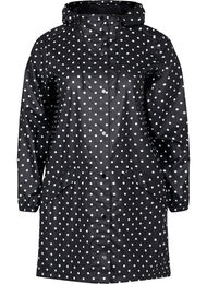 Prikkete regnjakke med hette, Black W/White Dot