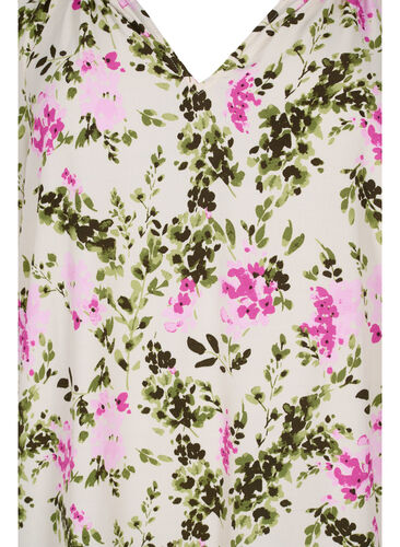 Viskosebluse med korte ermer, Green Pink AOP, Packshot image number 2