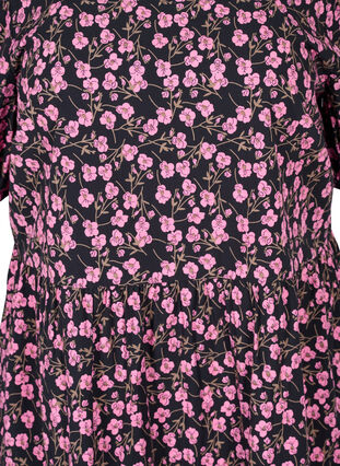 Blomstrete kjole i bomull med puffermer, Flower AOP, Packshot image number 2