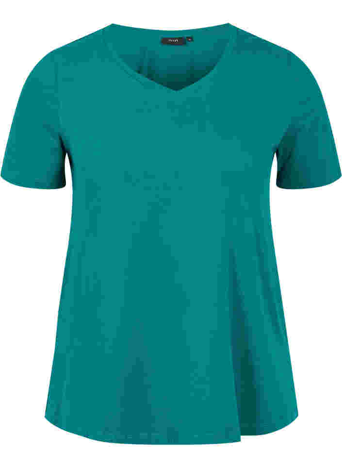 Basis T-skjorte med V-hals, Teal Green