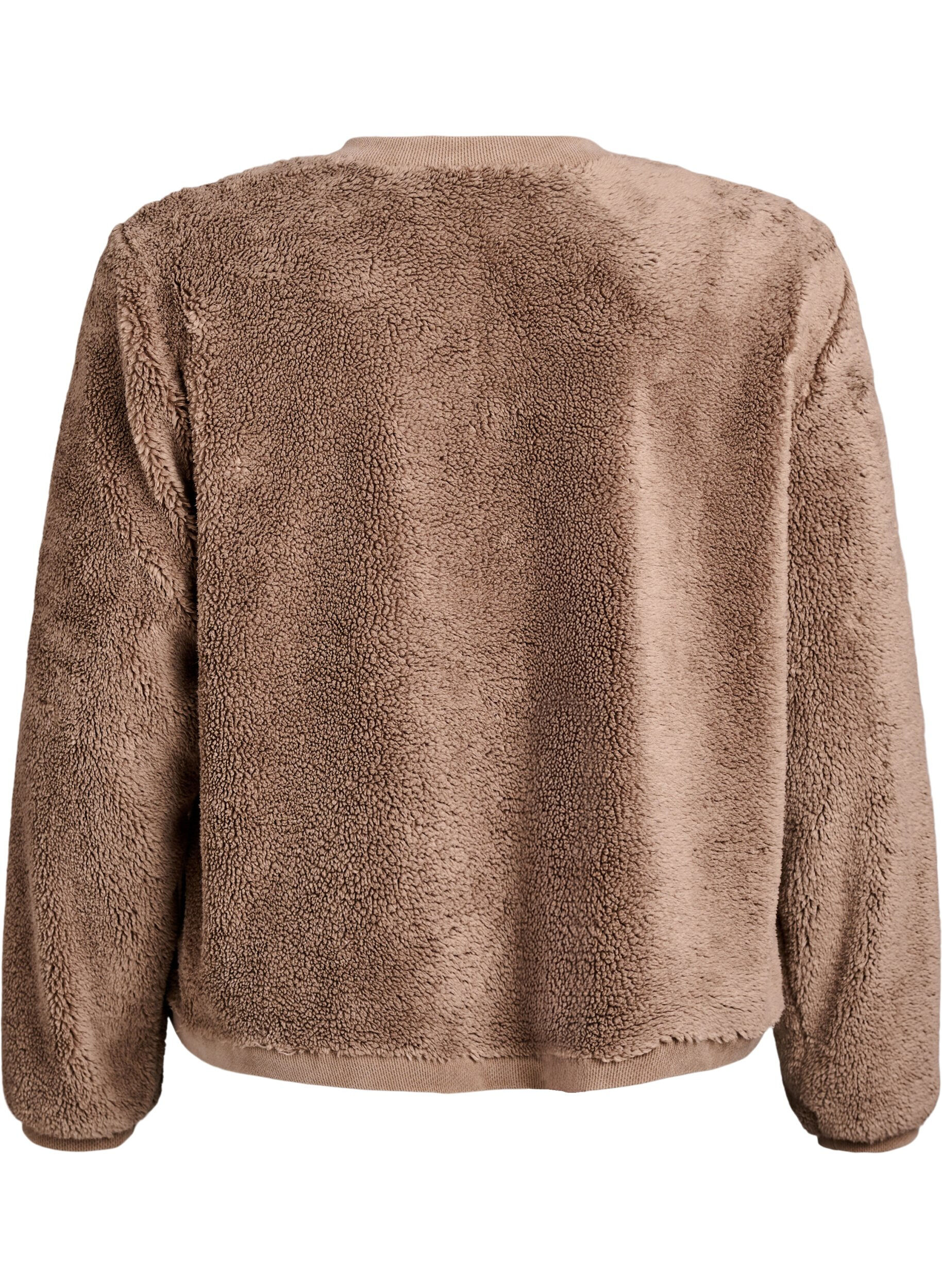 Zizzi Teddy cardigan med pyntede knapper, Brun, Packshot image number 1