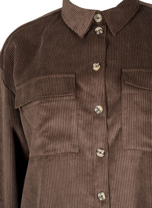 Langermet skjorte i fløyel med brystlommer, Java, Packshot image number 2