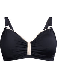 Bikinitopp med rynker og kontrastdetaljer, Black
