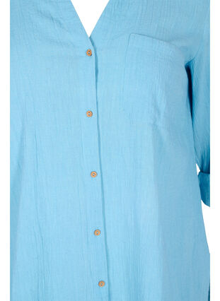 Bluse med 3/4-ermer og knapper, Alaskan Blue, Packshot image number 2