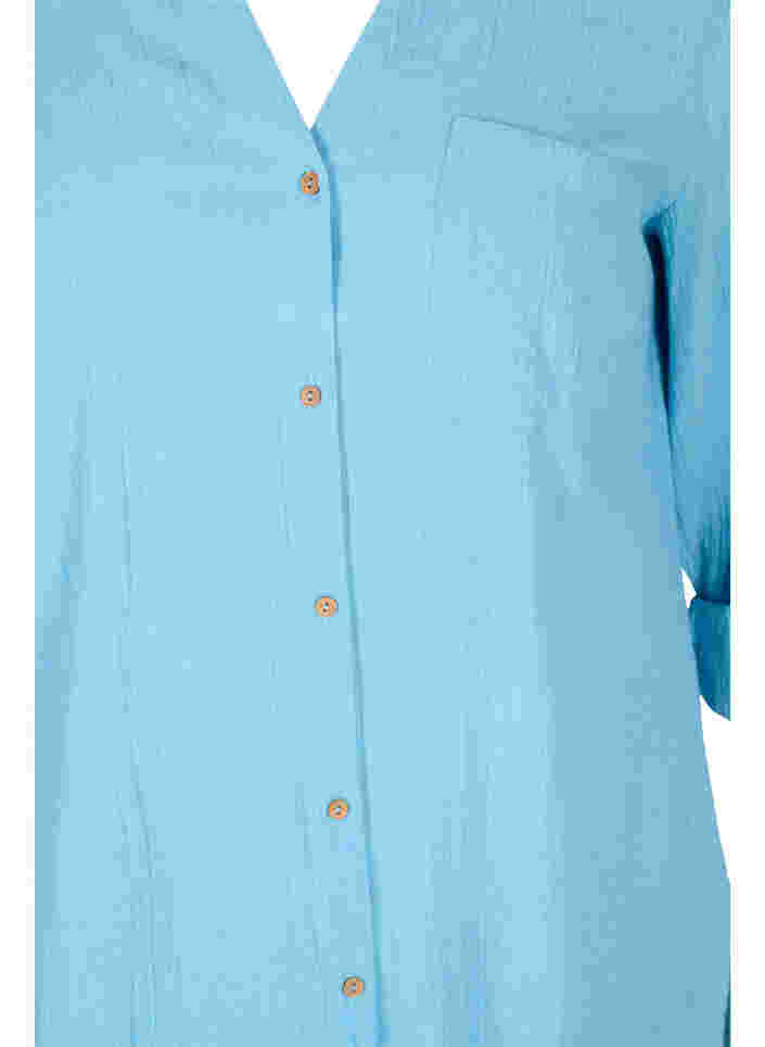 Bluse med 3/4-ermer og knapper, Alaskan Blue, Packshot image number 2