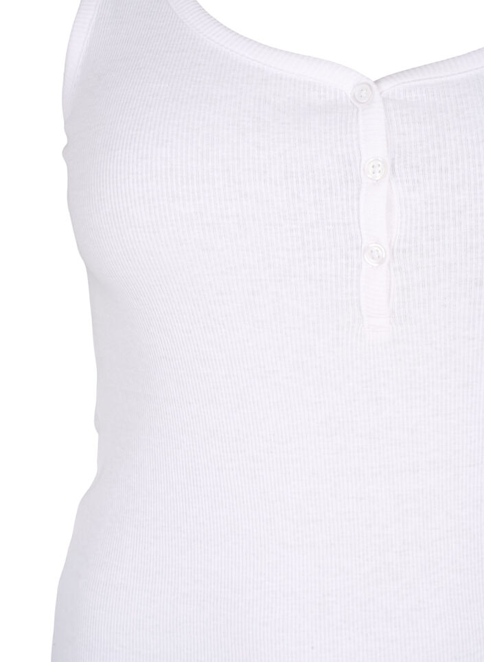 Ribbestrikket tanktopp med knapper, Bright White, Packshot image number 2