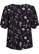 Blomstret bluse med korte ermer, Svart, Packshot image number 1