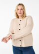 Ribbestrikket cardigan med knapper, Beige, Model image number 0