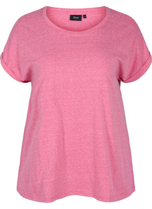 Melert T-skjorte i bomull , Fandango Pink Mél, Packshot image number 0