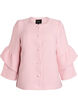 Boucl&eacute;-jakke med rysjedetaljer, Rosa, Packshot image number 0