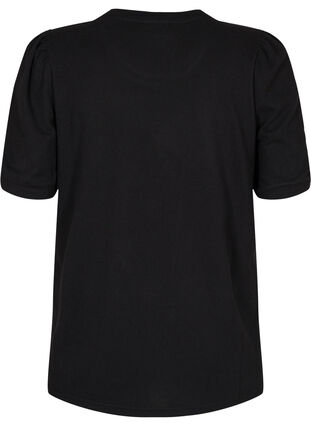 Bluse med korte puffermer, Black, Packshot image number 1