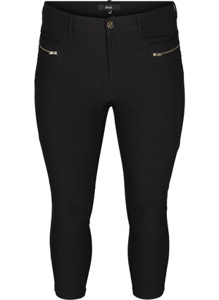 Tettsittende 3/4-bukser med glidelås, Black, Packshot image number 0