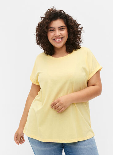 Kortermet T-skjorte i bomullsblanding, Popcorn, Model image number 0