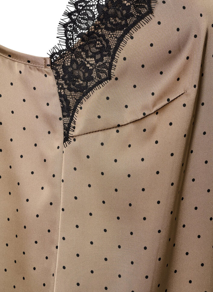 Stroppetopp med blonder og asymmetrisk kant, Beige, Packshot image number 3