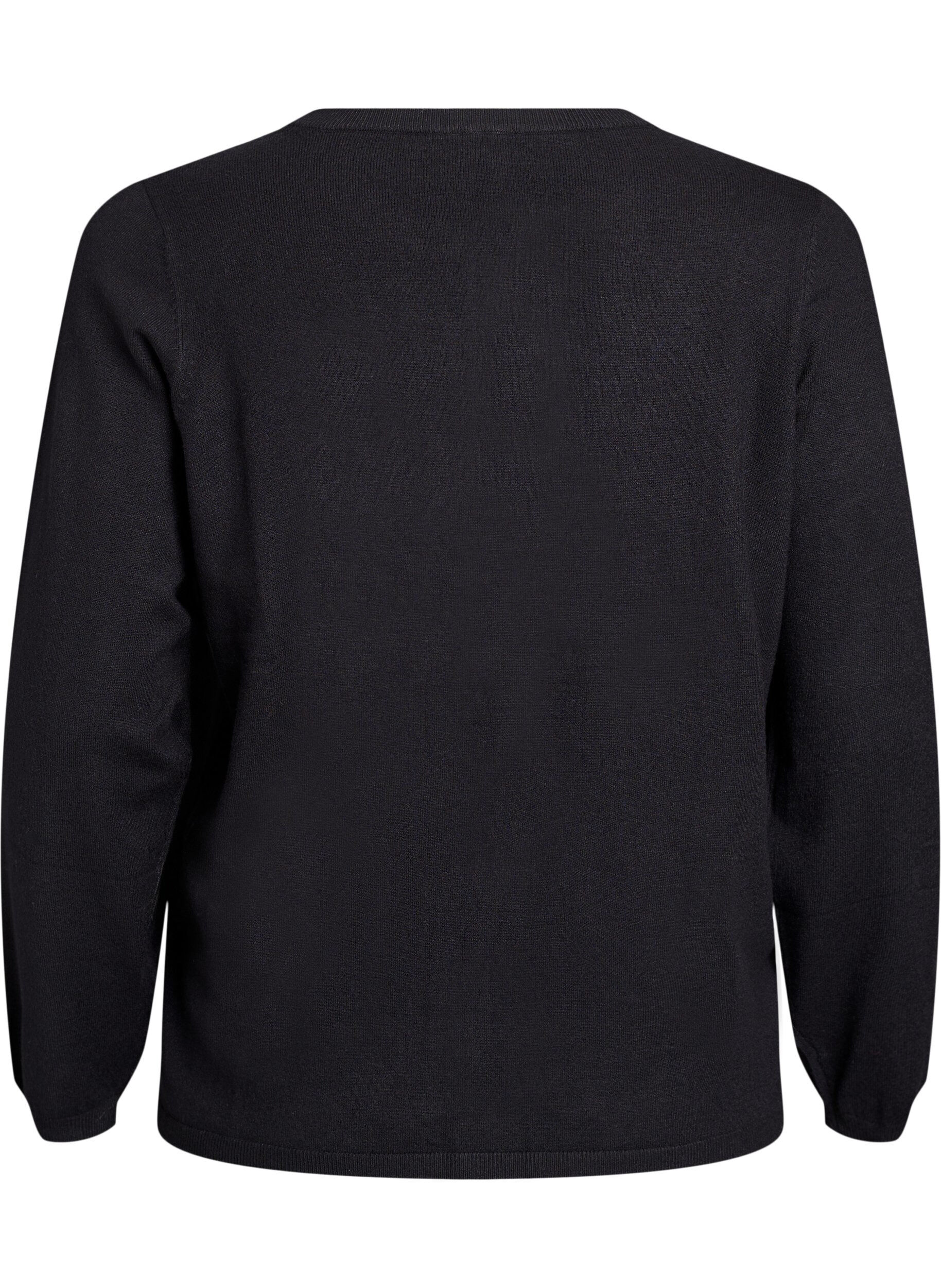 ZizziCardigan med runde knapper, Svart, Packshot image number 1