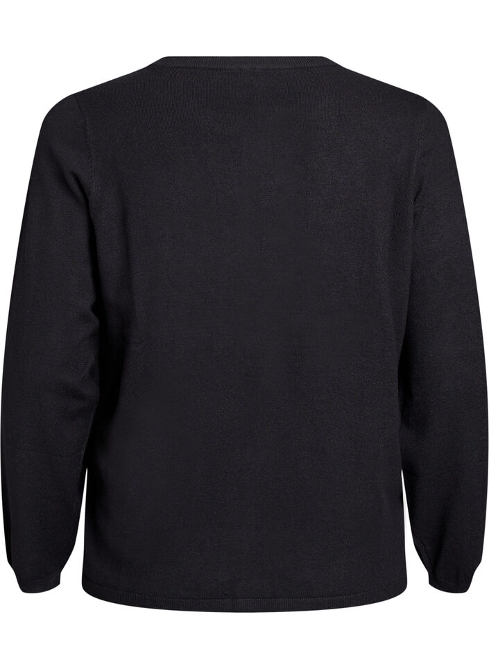 Cardigan med runde knapper, Svart, Packshot image number 1
