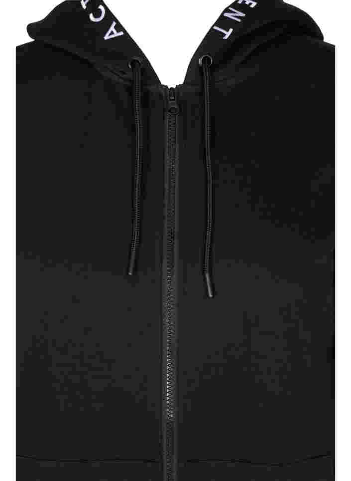 Treningsjakke med glidelås og hette, Black, Packshot image number 2