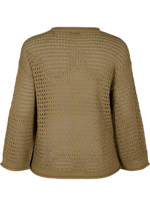 Zizzi Strikkebluse med hullmønster, Dusky Green, Packshot image number 1