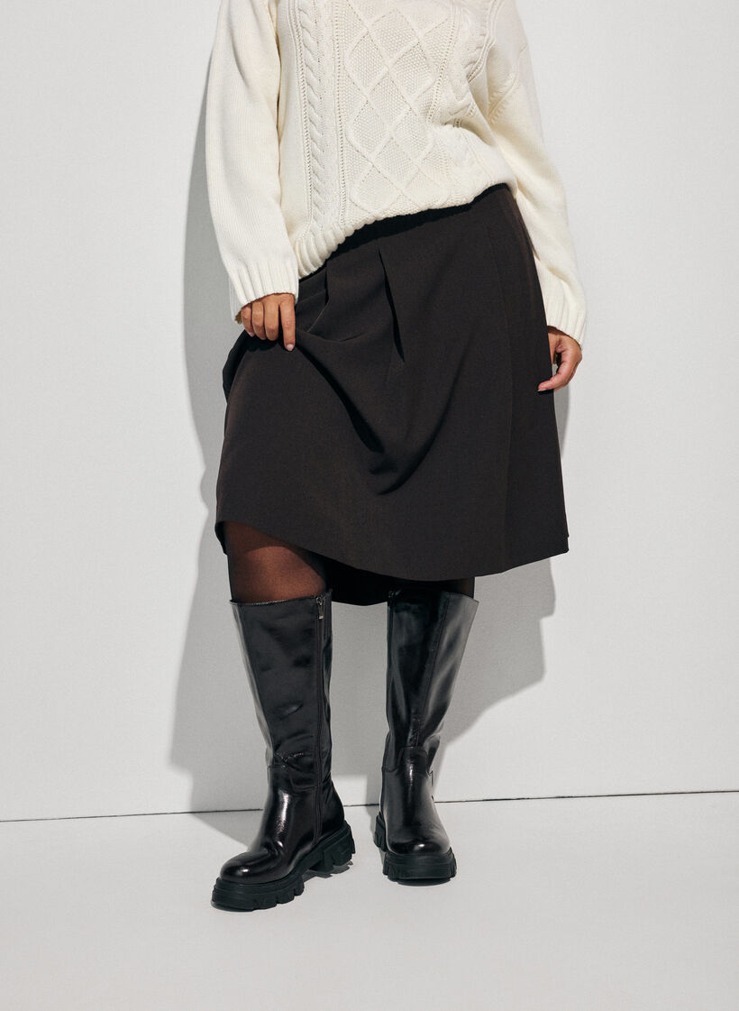 Knelangt A-linje skj&oslash;rt, Brun, Model image number 2