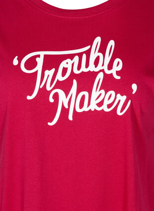 Kortermet T-skjorte med mønster i bomull, Cerise w. Trouble , Packshot image number 2