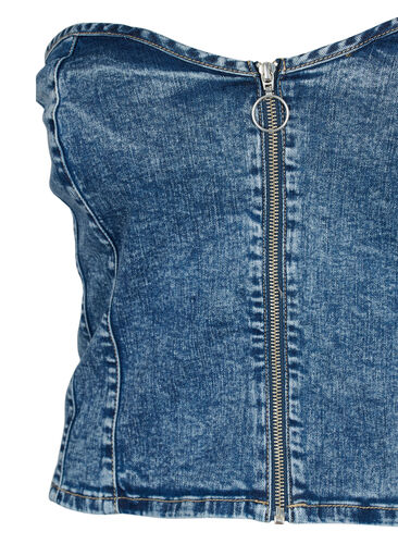 Kortsett av denim med glidelås, Blue denim, Packshot image number 2