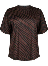 Oversize bluse med mønster, Brun Oversize bluse med mønster