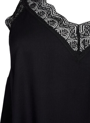 Zizzi Stroppkjole i viskose med blonder, Black, Packshot image number 2